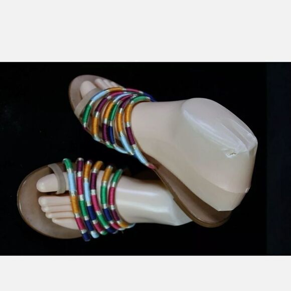 SCHUTZ Multicolor Braided Carmen Leather Slip On Sandal Women's Size 7B - Picture 2 of 9